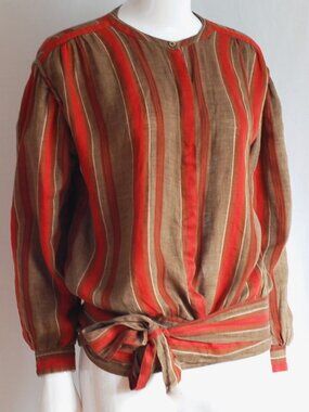 Giorgio Armani Wraparound Blouse With Tie & Shoulder Detail - Italy